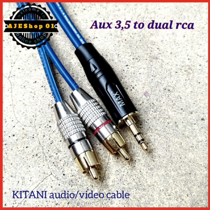 Kabel jack 3,5 mm to rca kabel aux 2 ke 1 panjang 1 sampai 5 meter - AJEShop 01