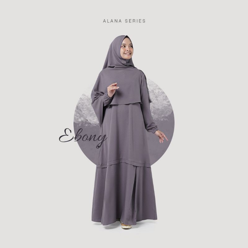Set Gamis+Khimar Syari | Alana Series - Ebony | Jamise Syari Sukabumi