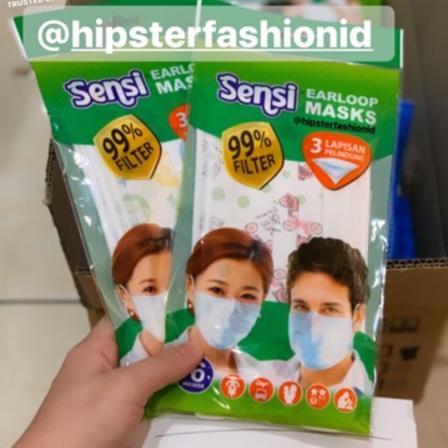 READYSTOCK SENSI SURGICAL MASK CORONA KORONA MASKER N95 HIJAB 3M ALFAMED DUCKBILL EARLOOP HEADLOOP