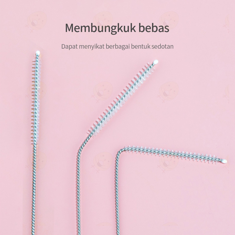 Lacoo Sikat pembersih sedotan bayi stainless  straw brush Sikat jerami 17.5cm