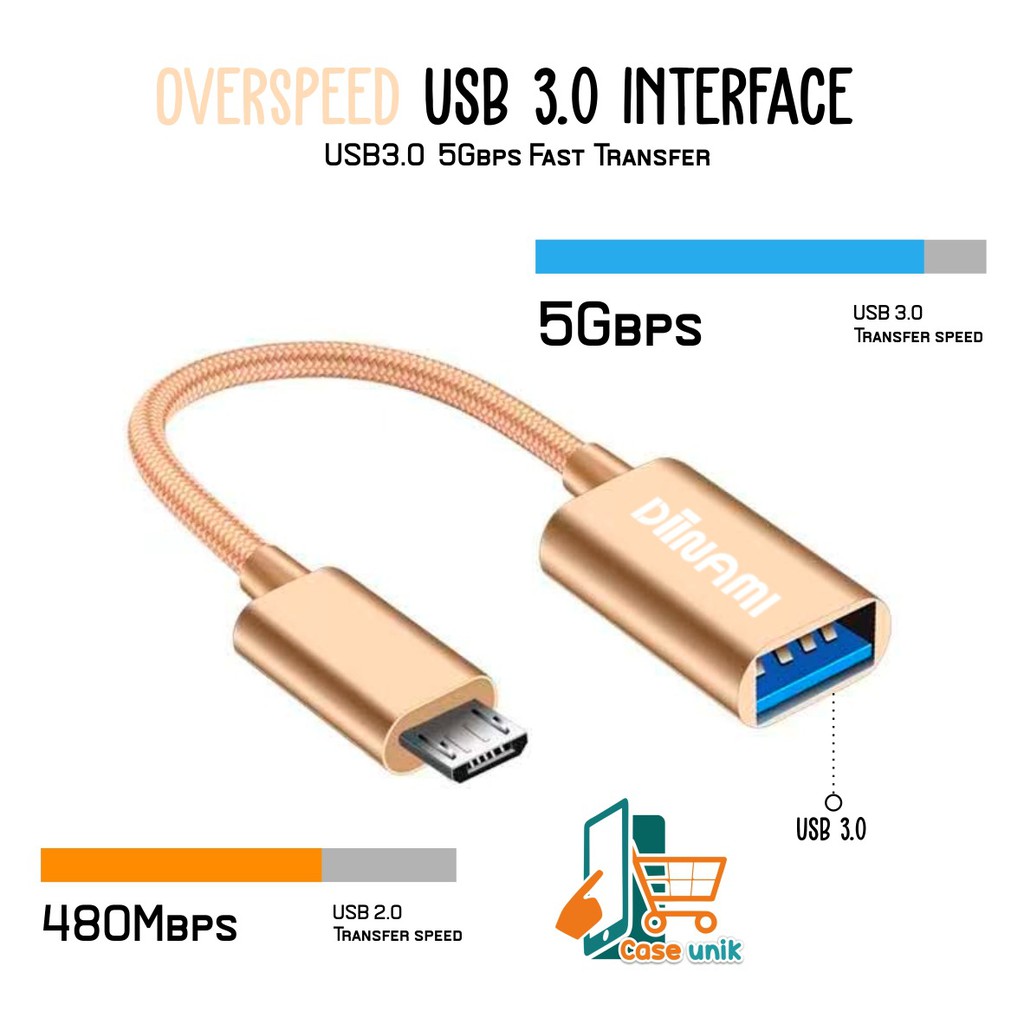 BM074 Kabel otg DIINAMI micro dan tipe c usb fast translit data anti lelet bahan metal usb 3.0 CS2993