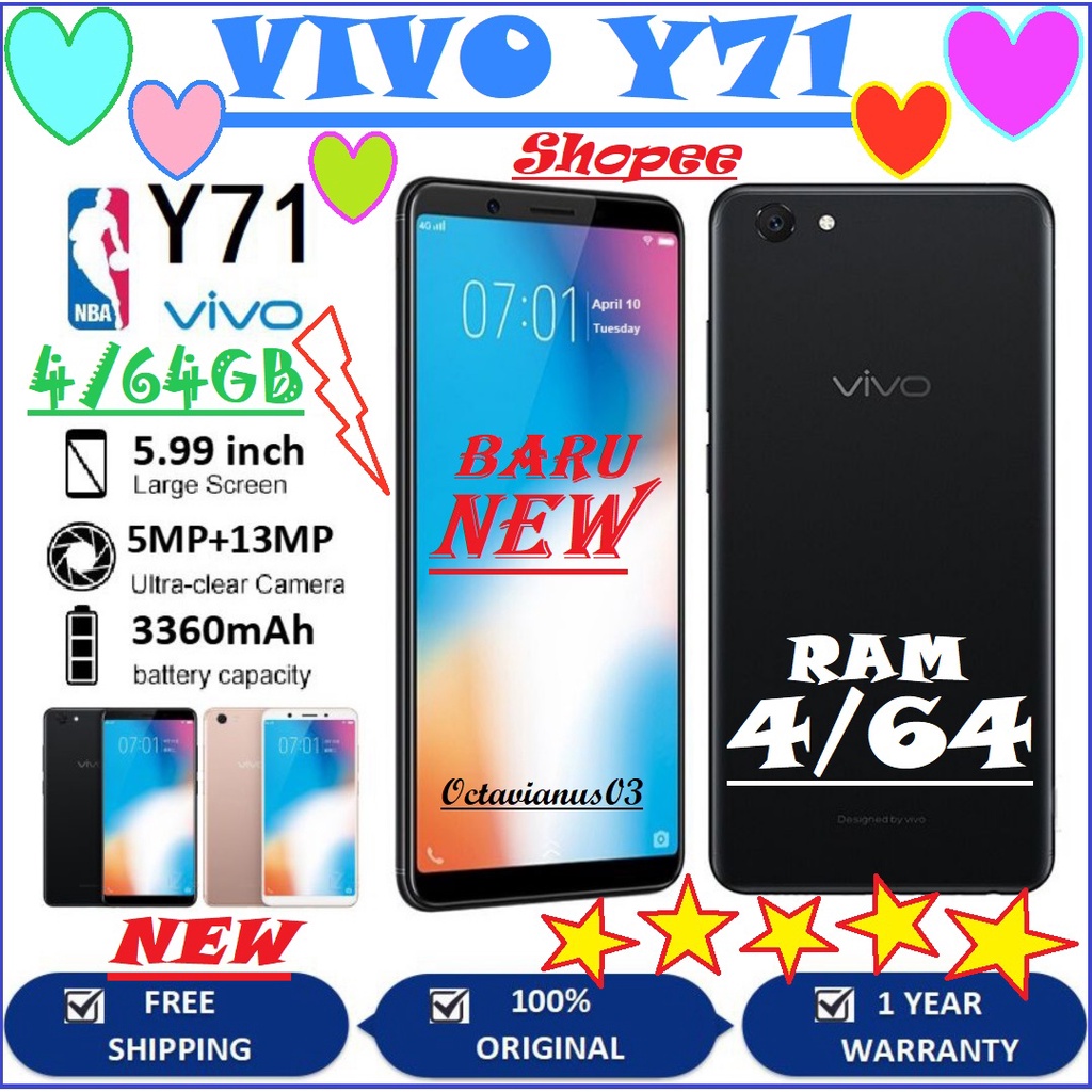 HP VIVO Y71 MURAH/BARU/ORI RAM 6/128GB &amp; 4/64GB [Dual Sim©13MP+Layar6inci+3360mAh] FULLSET GARANSI 1TAHUN