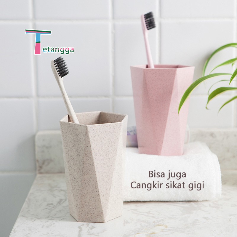 4Pcs Wheatstraw Cangkir Plastik Cup Warna Warni Set Wheat Water Fashion Water Toothbrush Cup Tetangg