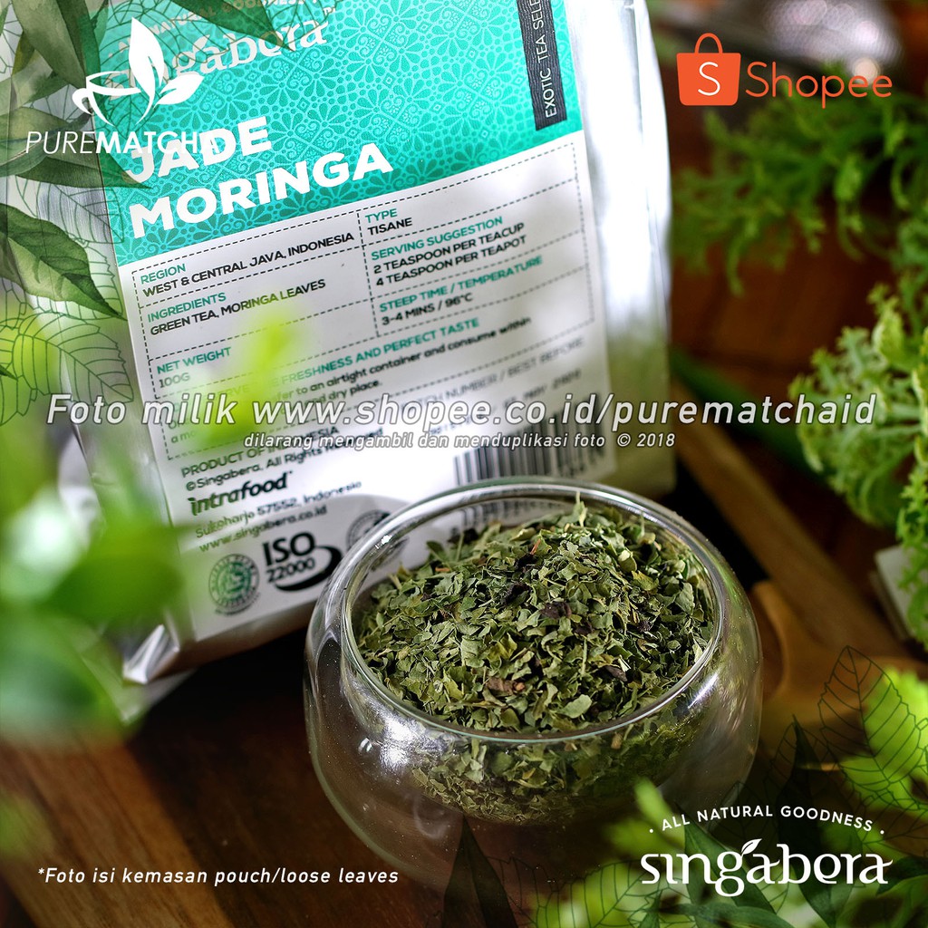 

Singabera - Jade Moringa 10gr Sample Green Tea Moringa Teh Hijau Daun Kelor Teh Herbal Premium Tisane Tea