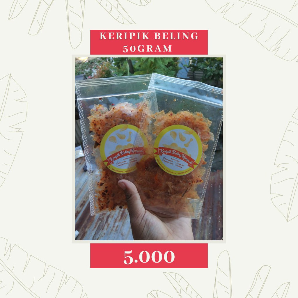 

KERIPIK BELING KEMASAN 50GRAM POUCH