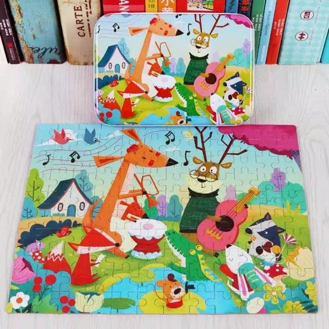 Mainan Edukasi Jigsaw Puzzle Tin Box 120pcs