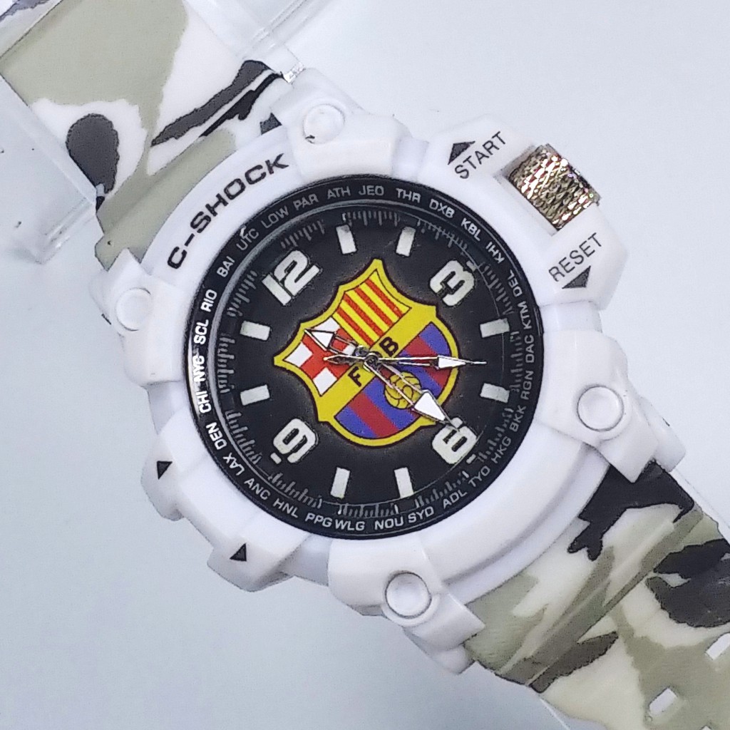 [LIMITED EDITION] JAM TANGAN BARCELONA STRAP PUTIH ARMY