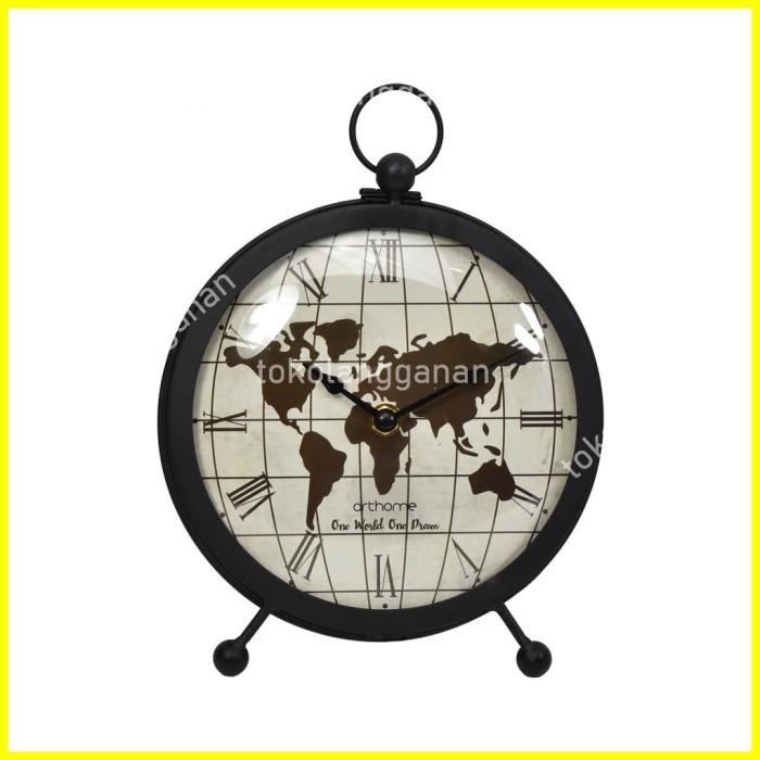 Arthome 22 Cm Jam Meja Map - Hitam