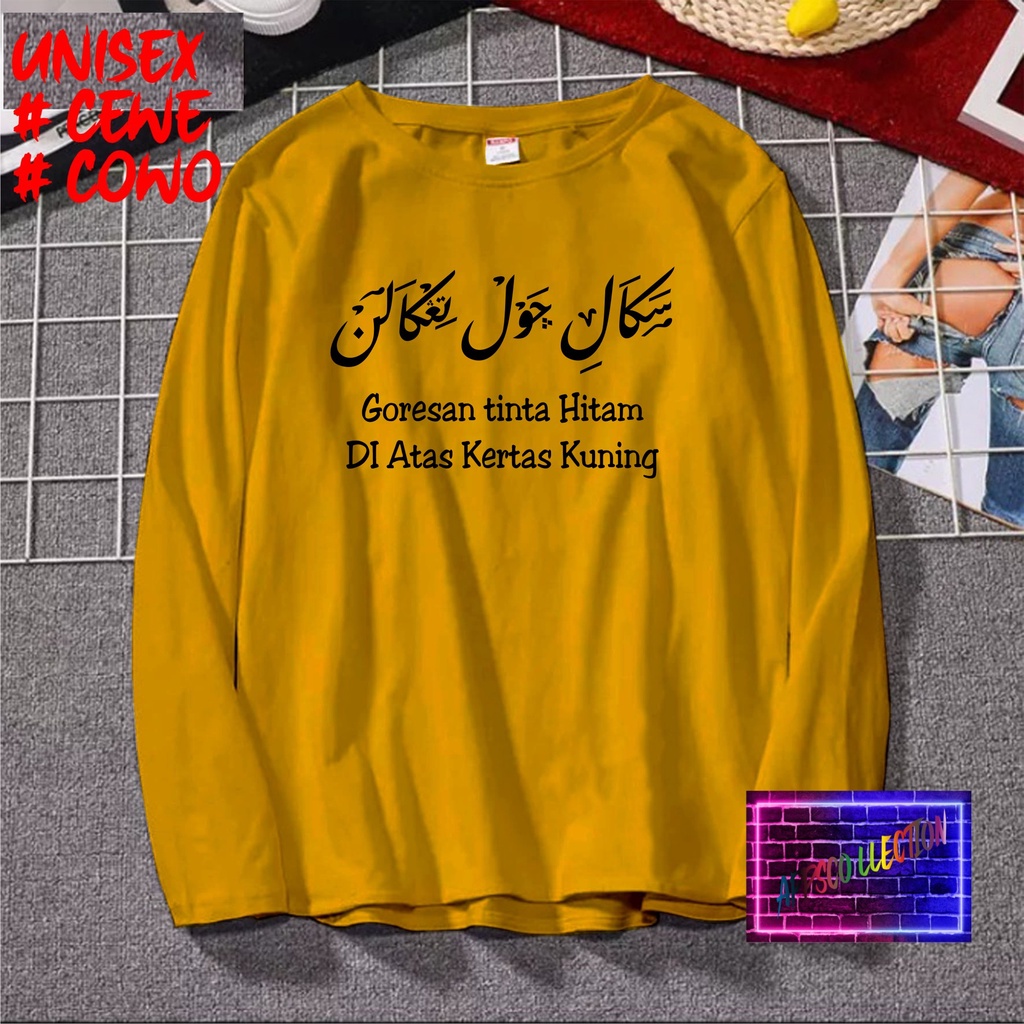 COD/ KAOS GORESAN TINTA HITAM  SANTRI /KAOS TULISAN/KAOS SANTRI KEKINIAN/KAOS DAKWAH/KAOS ISLAM/SANTRIWATI/KAOS HITS 2022/KAOS BERGAMBAR KAOS EKSPRESI KAOS PRIA TSHIRT WANITA Santai Crew Neck V-Neck Slim-fitting Polos Setrip Hitam Putih Crew Neck