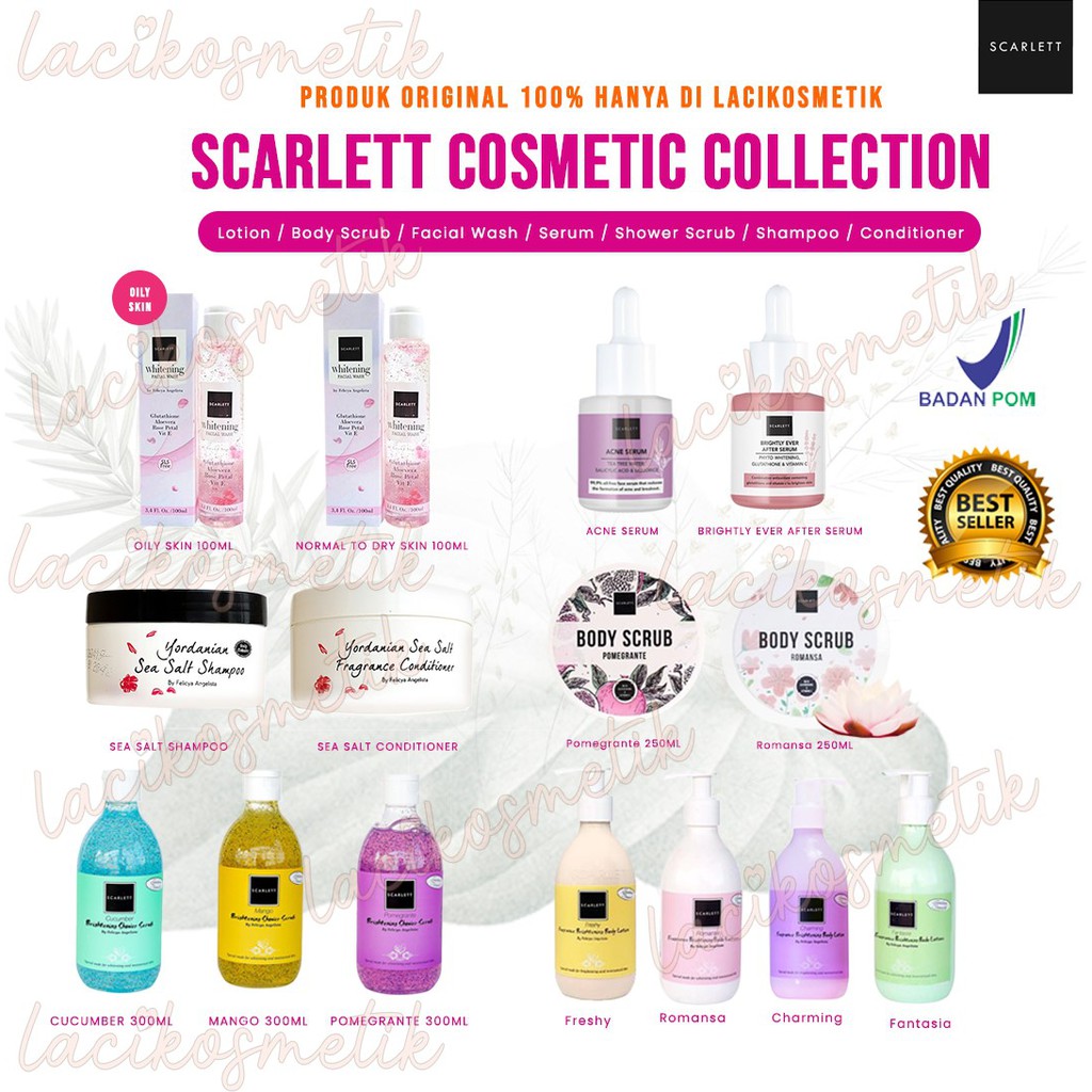 ✨LACI✨SCARLETT WHITENING LOTION SHOWER SCRUB BODY SCRUB SERUM FACIAL WASH SHAMPO CONDI-BPOM ORIGINAL