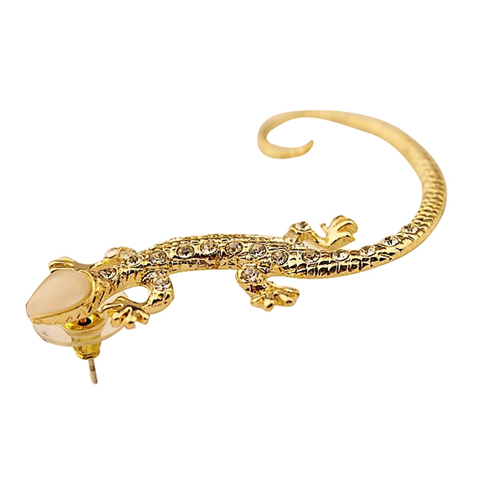 Hu Hu Hu Hu Hu Alat Bantu Pasang Kacamata♡ Anting Tusukclipon Desain Kadal Hias Berlian Imitasi Gaya Gothicpunk Untuk Wanita