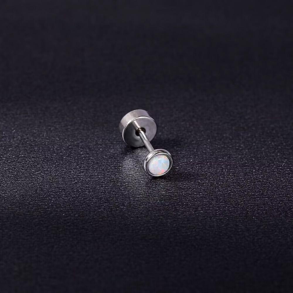 1 PC Anting Stud Kristal Bentuk Bulat Bahan Stainless Steel Ukuran 3 / 4 / 5mm