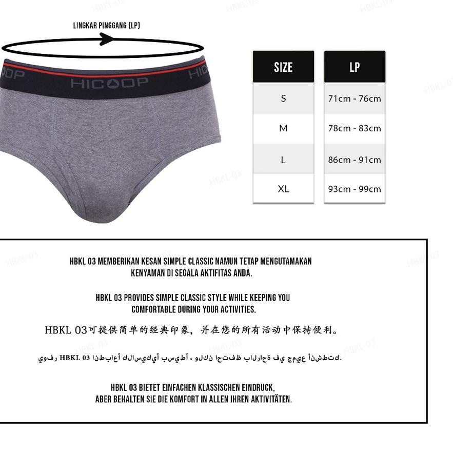 ™ Hicoop Celana Dalam Pria HBKL 03 isi satu brief hitam misty waistband nyaman ☪