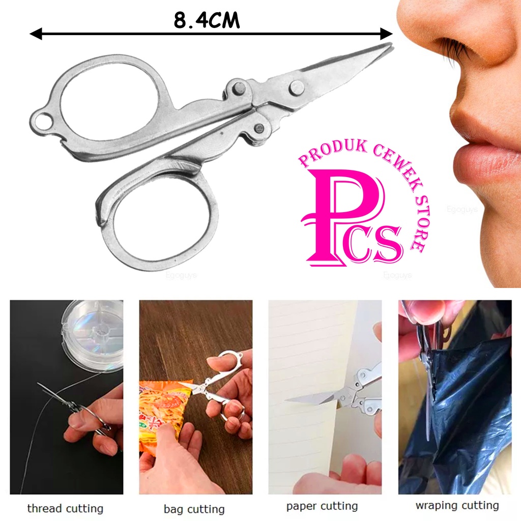 

(PCS) GUNTING LIPAT STAINLES STEEL GUNTING KECIL MINI FOLDING SCISSORS GUNTING KAPAS