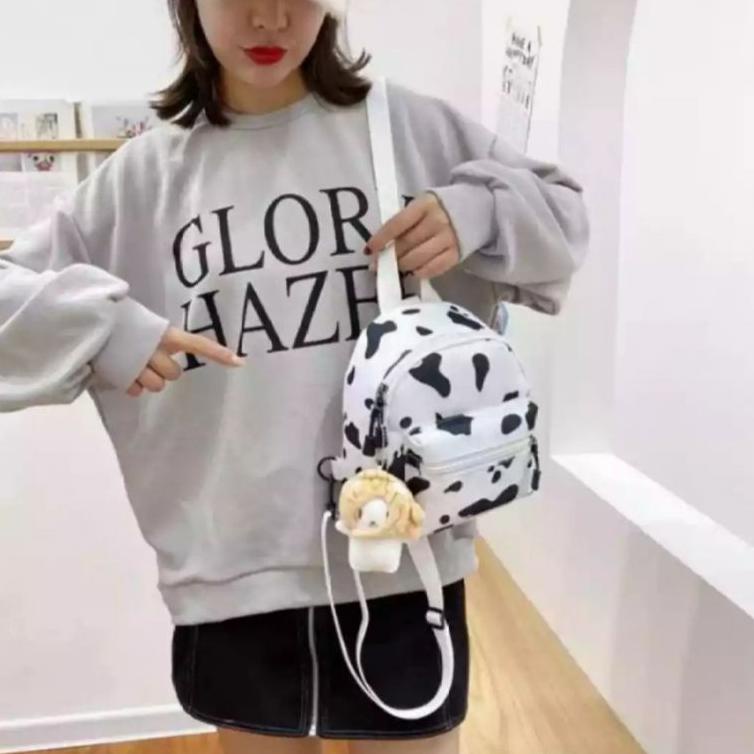[Miliki] Tas Ransel Mini Motif Sapi / Tas Ransel / Tas Slempang / Bisa (  ) PMB