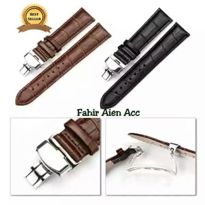 LEATHER STRAP TALI JAM TANGAN KULIT BUTTERFLY CLASP BUCLE SAMBUNG