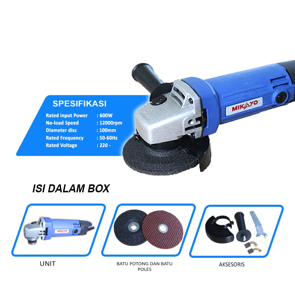 Mesin gerinda angle grinder 4&quot; RH435-2 - Mesin Gerinda Tangan potong keramik /Gerinda Listrik Angle Grinder MIKAYO ada juga gerinda ryu t-rex LENGKAP