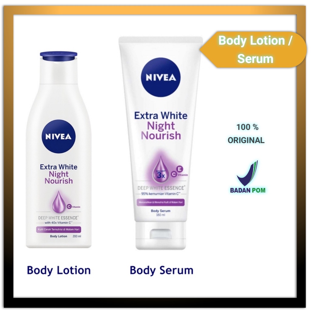 NIVEA Extra White Night Nourish Body Serum 180ml Body Lotion 200ml