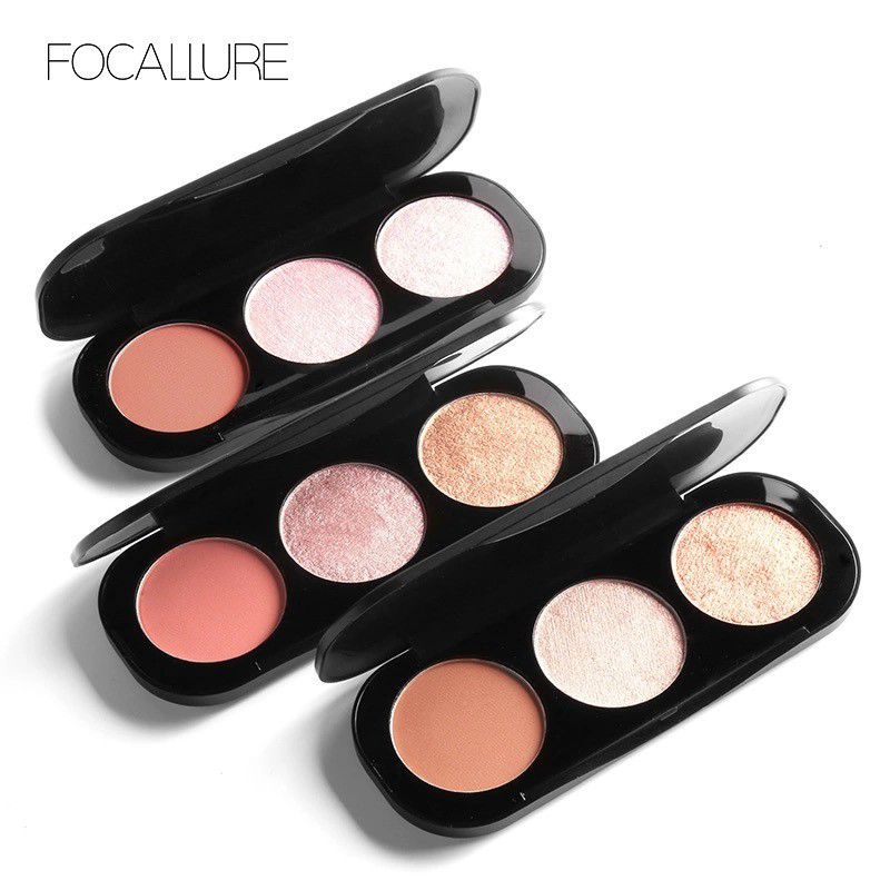 Original FOCALLURE Trio Blush on Highlighter &amp; Contour palette FA 26