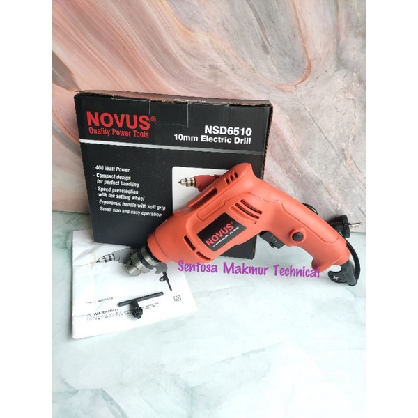 NOVUS NSD6510 10 MM Bor Tangan Listrik Besi Kayu Bolak Balik 10mm 400W