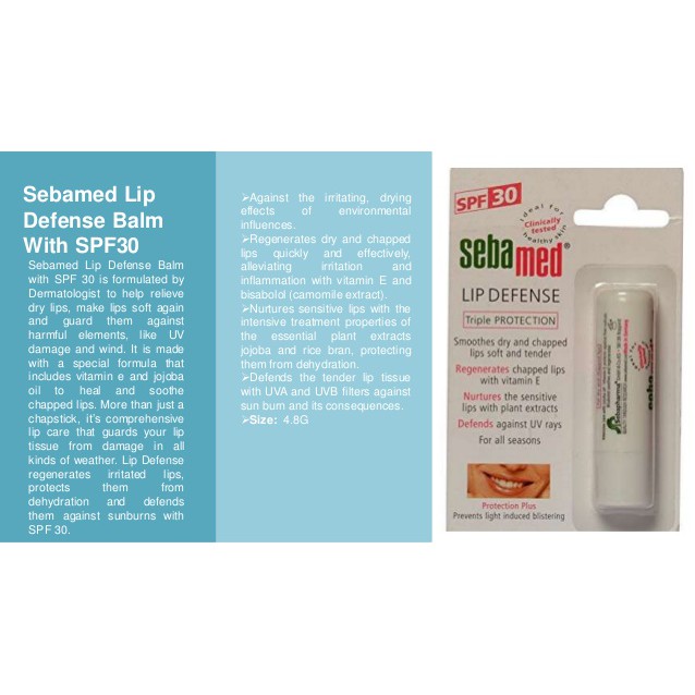 ★ BB ★ Sebamed Lip Defense Triple Protection | Sebamed Lip Care Stick SPF 30 Triple Protection