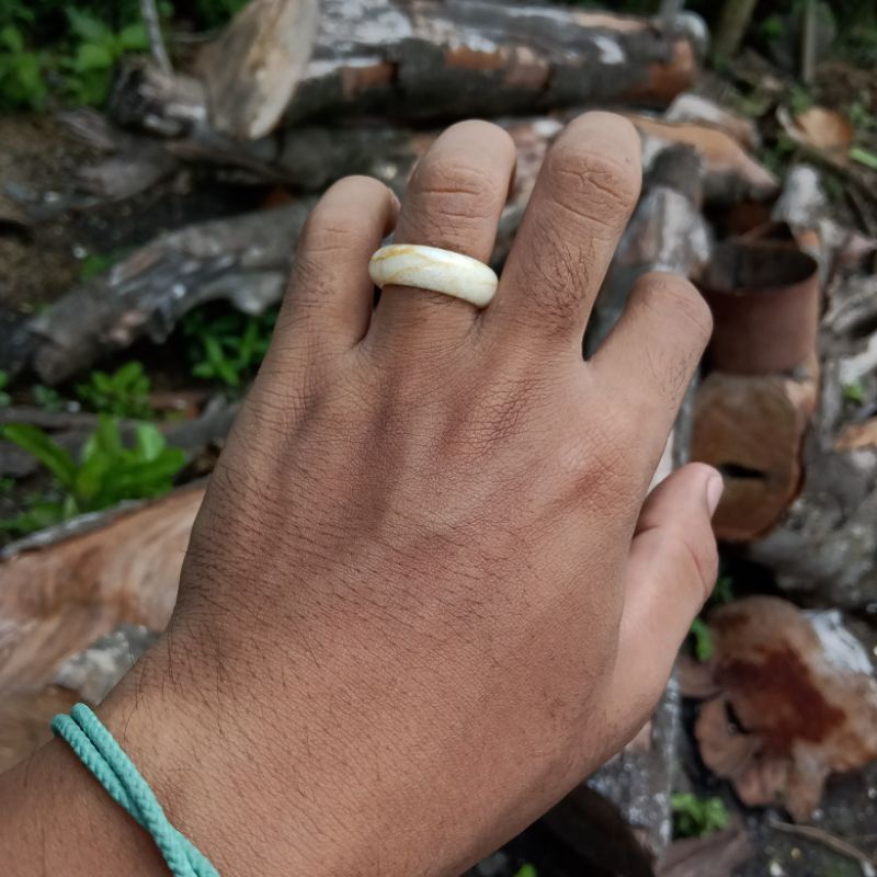 Cincin Batu Marjan Coral Putih Asli, Hand Made, ORIGINAL Batu Karang Laut