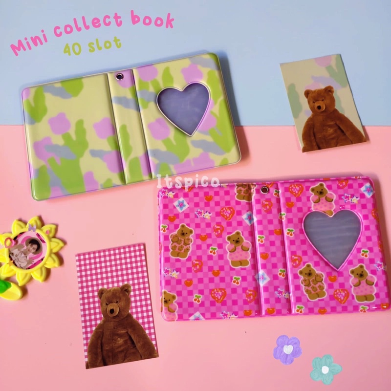 (itspico) 40 slot kolbuk mini collect book photo album motif green tulip bear for photocards