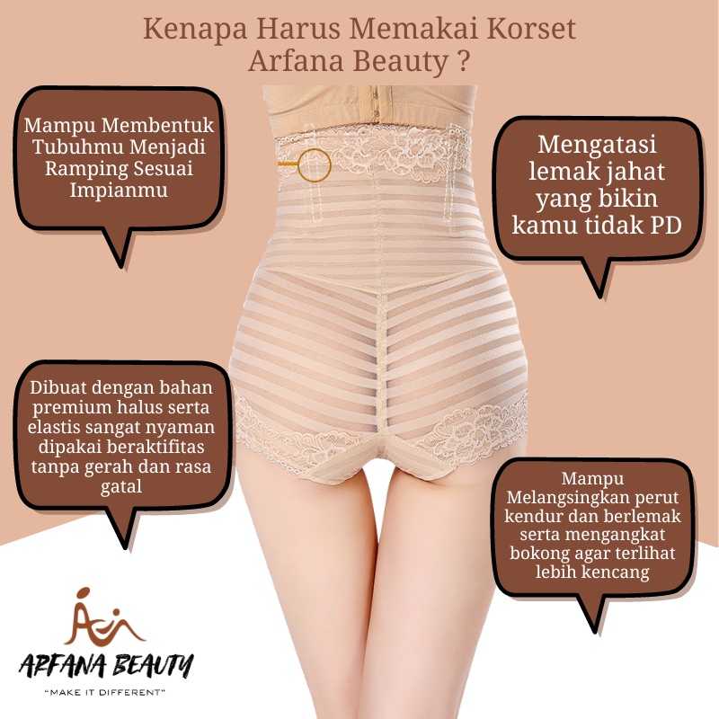 Korset Celana Dalam Underwear Pelangsing Tubuh Perut Buncit Jumbo Wanita Celana Pengecil Perut Highwaist Elastis Body Shaper Korset Pembakar Lemak Keringat Corset Munafie Long Lace Garis Dengan Kawat Original Termurah Bergaransi CHS0132