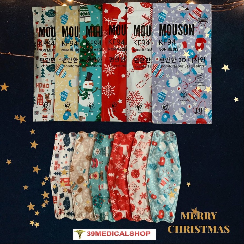 MASKER MOUSON KF94 CHRISTMAS EDITION ISI 10 - MOUSON EDISI NATAL