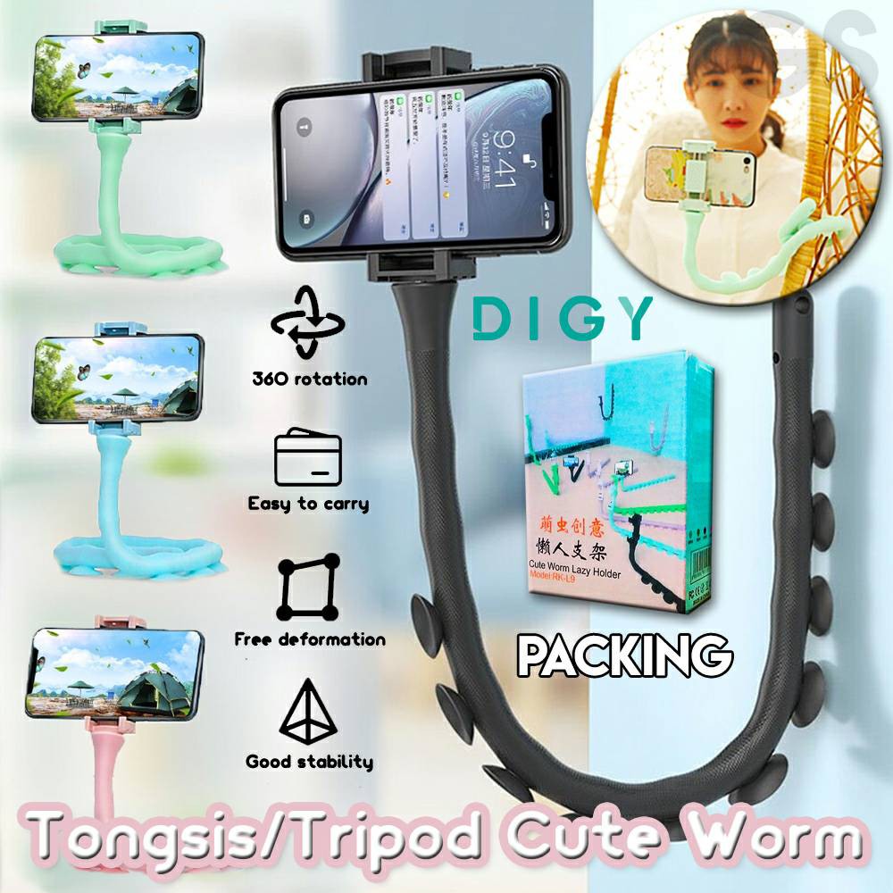 Promo Termurah Cute Worm Lazy Holder/Lazy Neck 360° HOLDER Hp TENTAKEL Tripod Tongsis