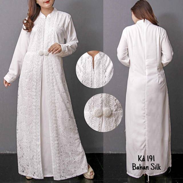 Busana Muslim / Baju Muslim Wanita / Baju Gamis Putih/ Gamis Jumbo ( Broken White )  Katun Silk #191