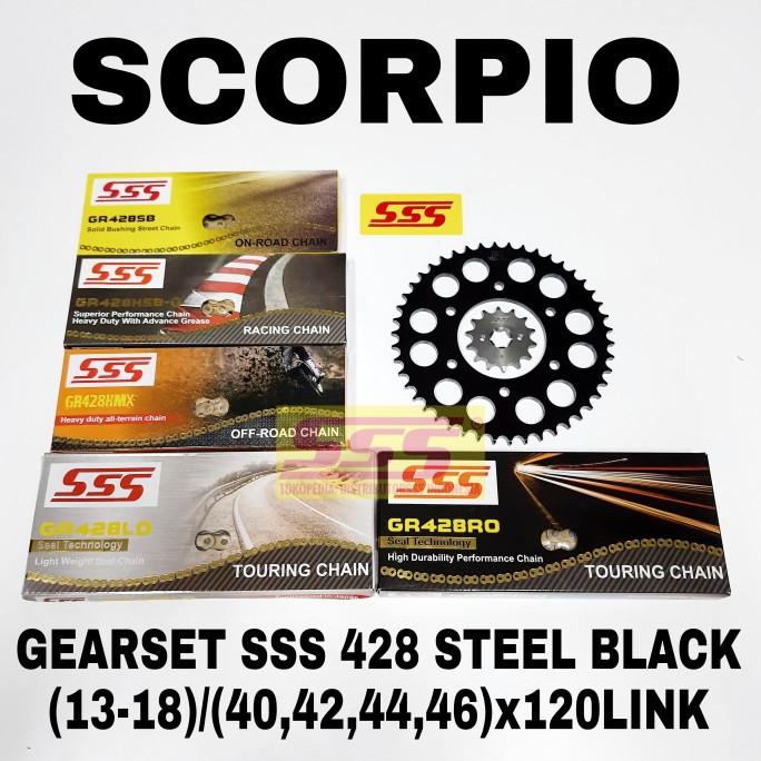 GIRSET SSS 428 STEEL BLACK SCORPIO RANTAI SSS H HSBT HMX LO RO O-RING