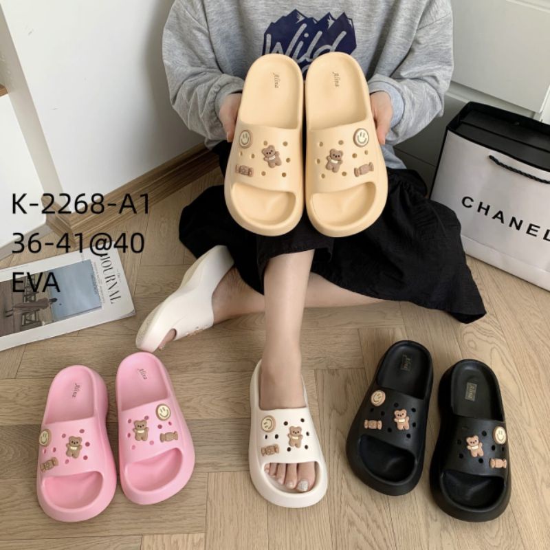 Sandal Fuji Wedges Jelly Wanita Tinggi Hits Korea Tebal