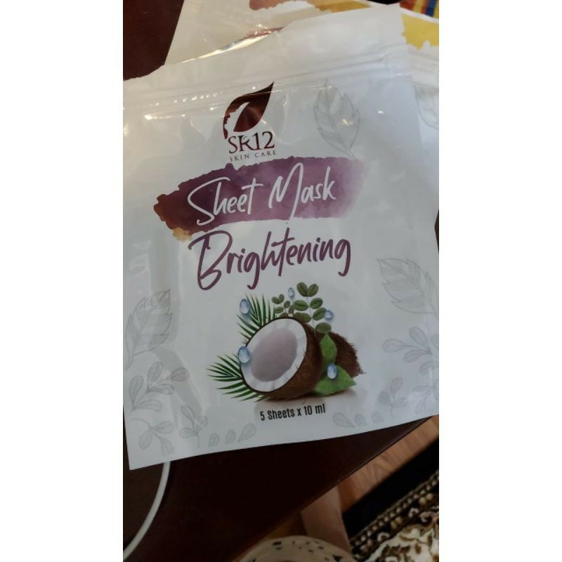 SHEET MASK BRIGHTENING SR12 MASKER PENCERAH WAJAH BPOM ISI 5 SHEET