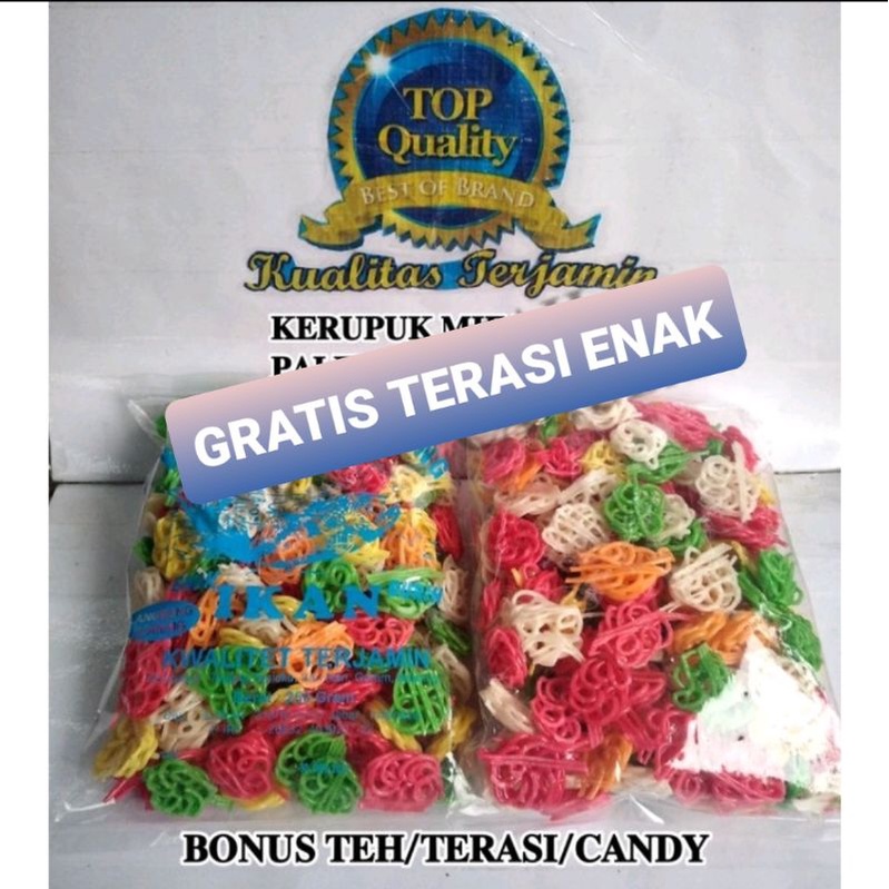 

KERUPUK MIE WARNA IKAN PALEMBANG 250 GR BONUS TEH/ TERASI khas Cirebon