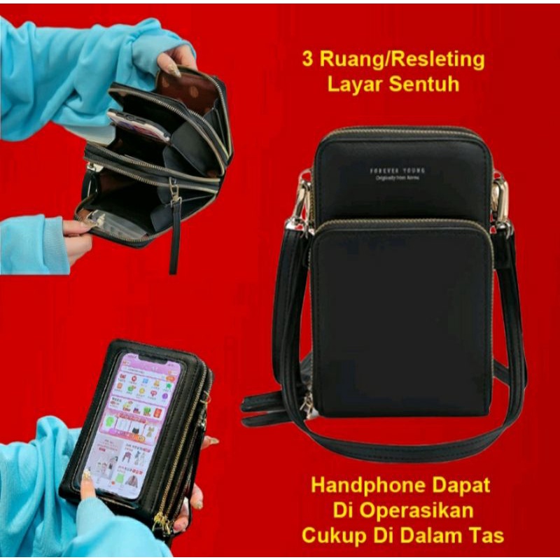 Slingbag hp Touchscreen Murah Tas hp 2resleting/3 resleting 5warna