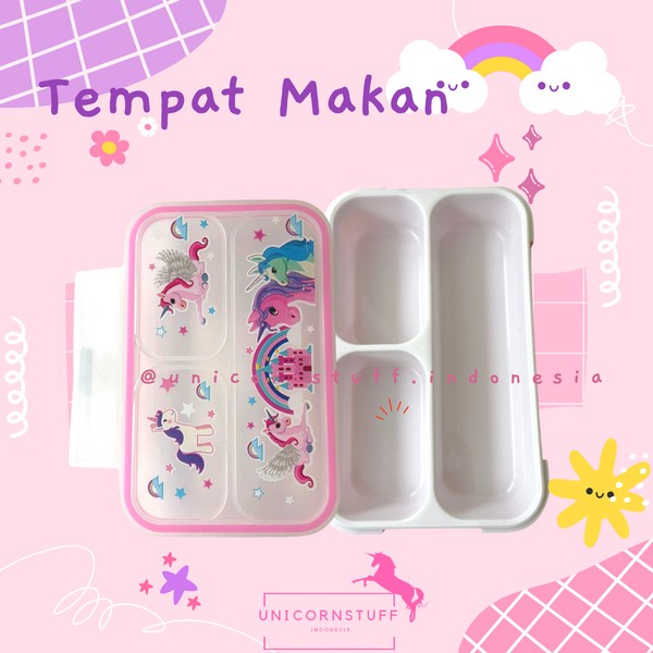 Tempat Makan Unicorn Pony Anak Sekolah Cewek Perempuan Bekal Lunch Box
