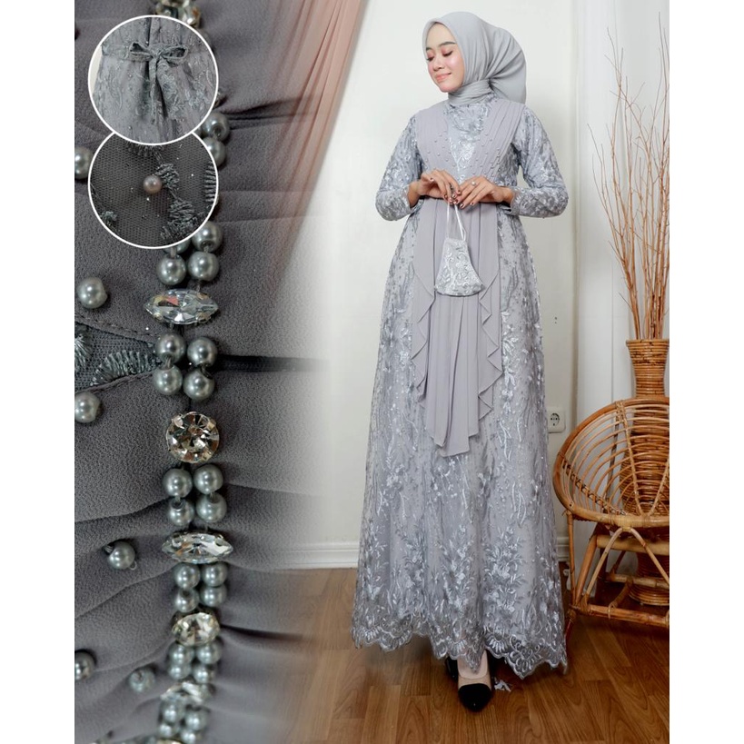 Permata Olshop / Kebaya Gamis Nazwa / Gamis Pesta Terbaru / Gamis Tille Brokat / Kebaya Gamis Kondangan