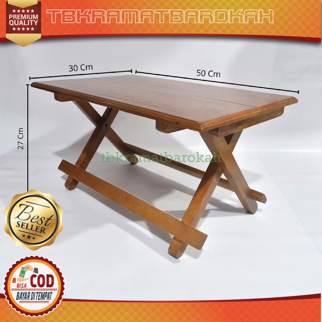 Meja Lipat Baca Kayu Mahoni Plitur Ukuran Besar (Panjang 50 cm Lebar 30 cm Tinggi 27 cm) Alquran Kay
