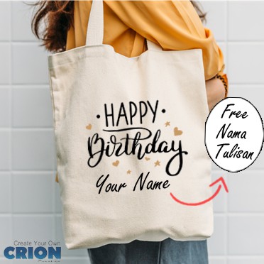 Totebag Blacu - Souvenir / Kado Ulang Tahun - Custom Nama - By Crion