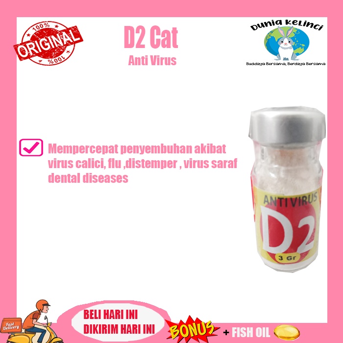 D2 Cat Anti Virus Kucing Obat Virus Distemper Calici Saraf