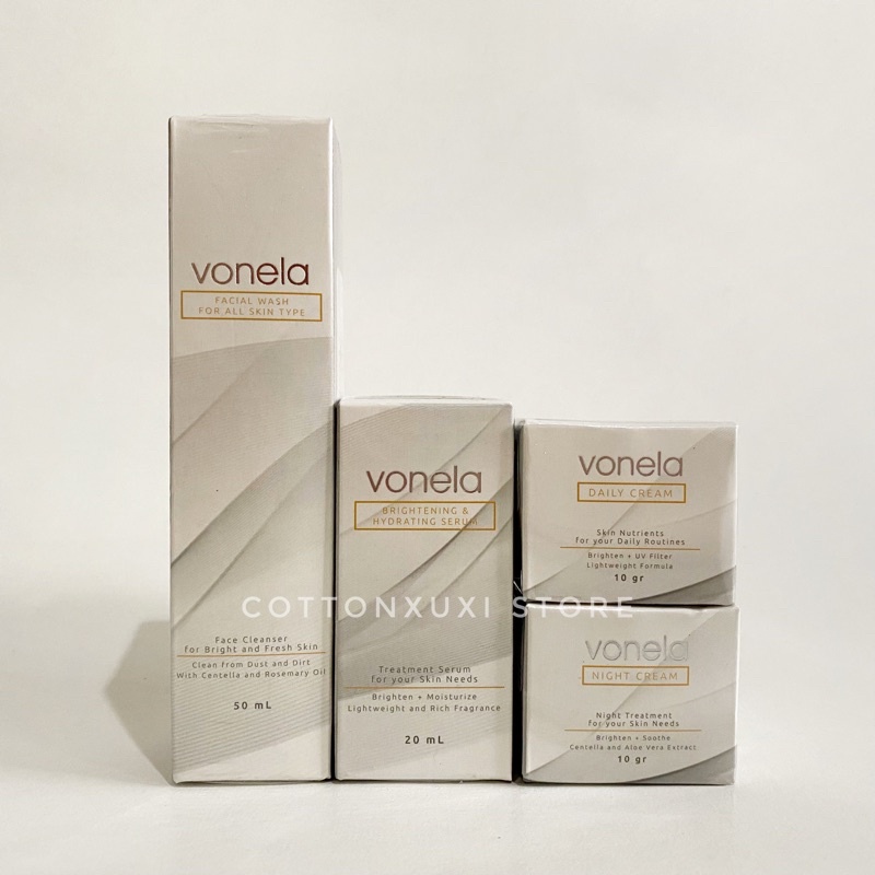 [SET] VONELA SKIN CARE SET BY PANSAKA Facial Wash Brightening & Hydrating Serum Daily Cream Night Cr