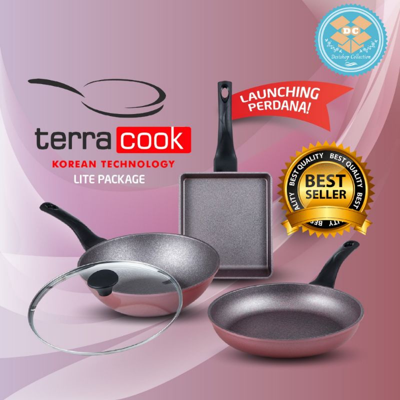 PANCI KERAMIK KOREA TERRA COOK COOKWARE SET LITE PACKAGE ANTI LENGKET & AWET