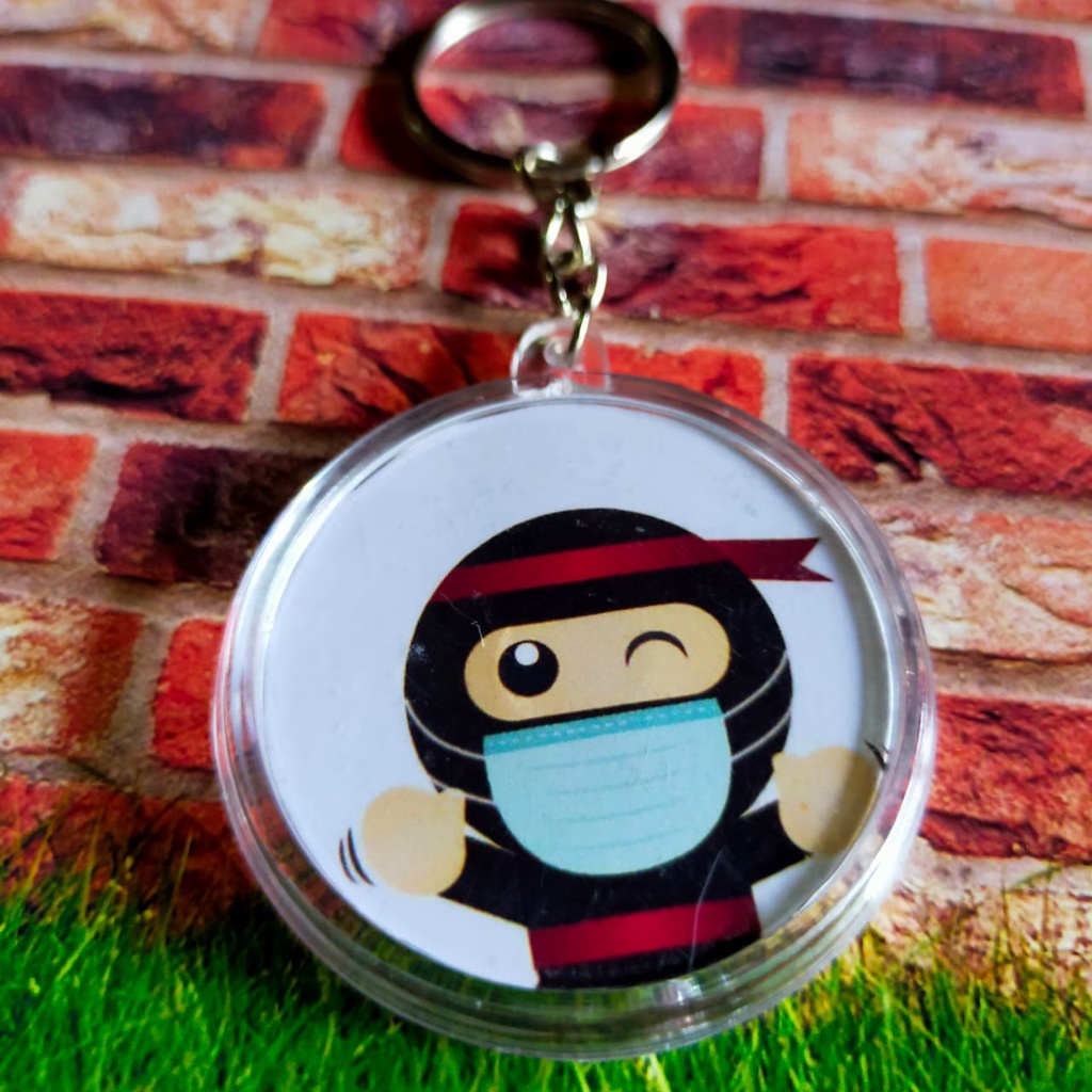 Gantungan kunci Foto Custom Bulat bahan akrilik Tebal Bisa COD Ganci Foto custom gantungan motor gan