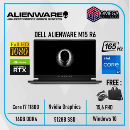 DELL ALIENWARE M15 R6 I7 11800H 16GB 512SSD RTX3060 6GB W10+OHS 15.6FHD 165Hz