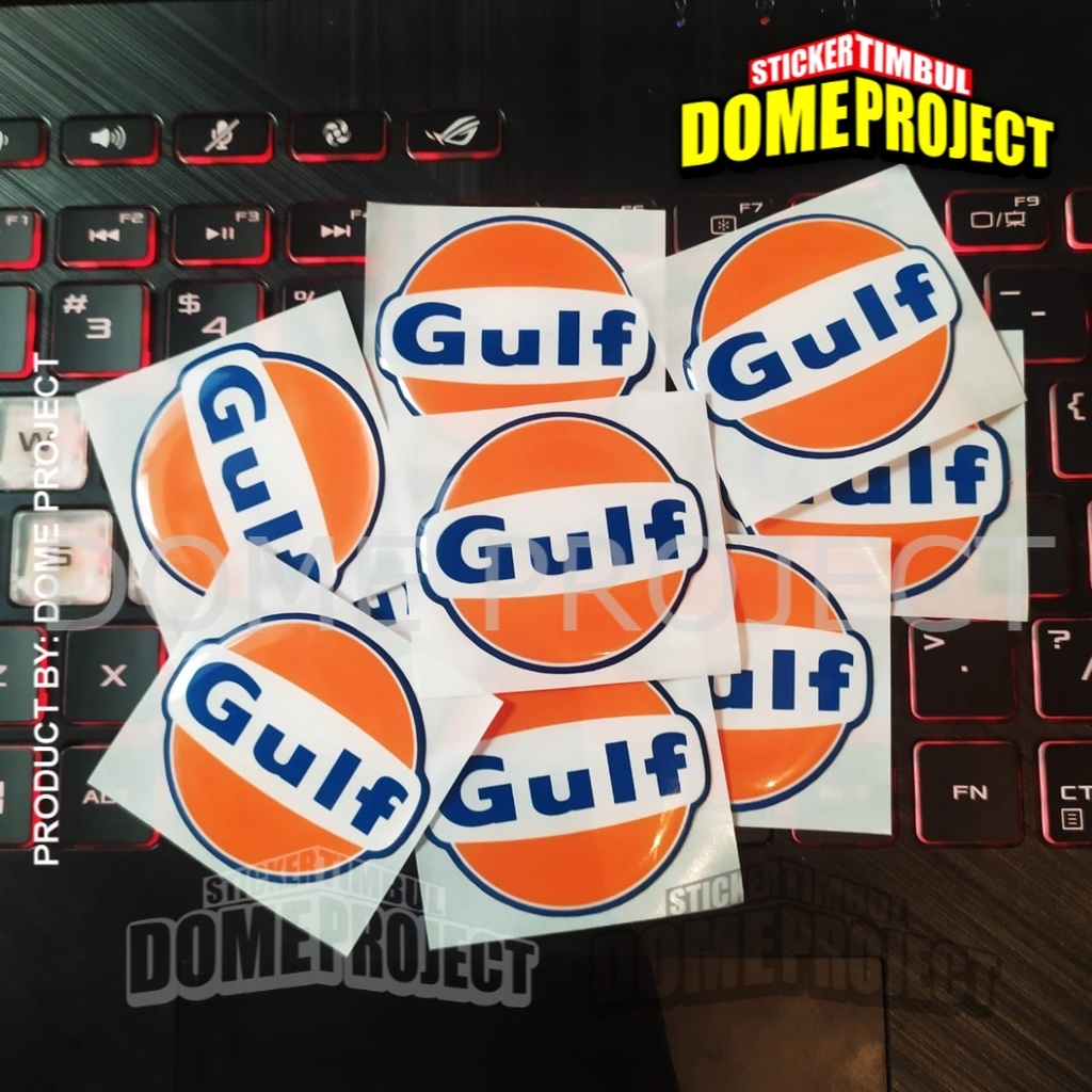 STIKER MOTOR KEREN GULF LOGO STIKER TIMBUL 3D LENTUR STIKER RESIN STIKER OUTDOOR STIKER AKSESORIS SEPEDA MOTOR