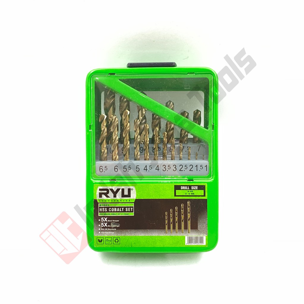 RYU 19 PCS Mata Bor Besi Set 19 Pcs HSS COBALT - Mata Bor Stainless