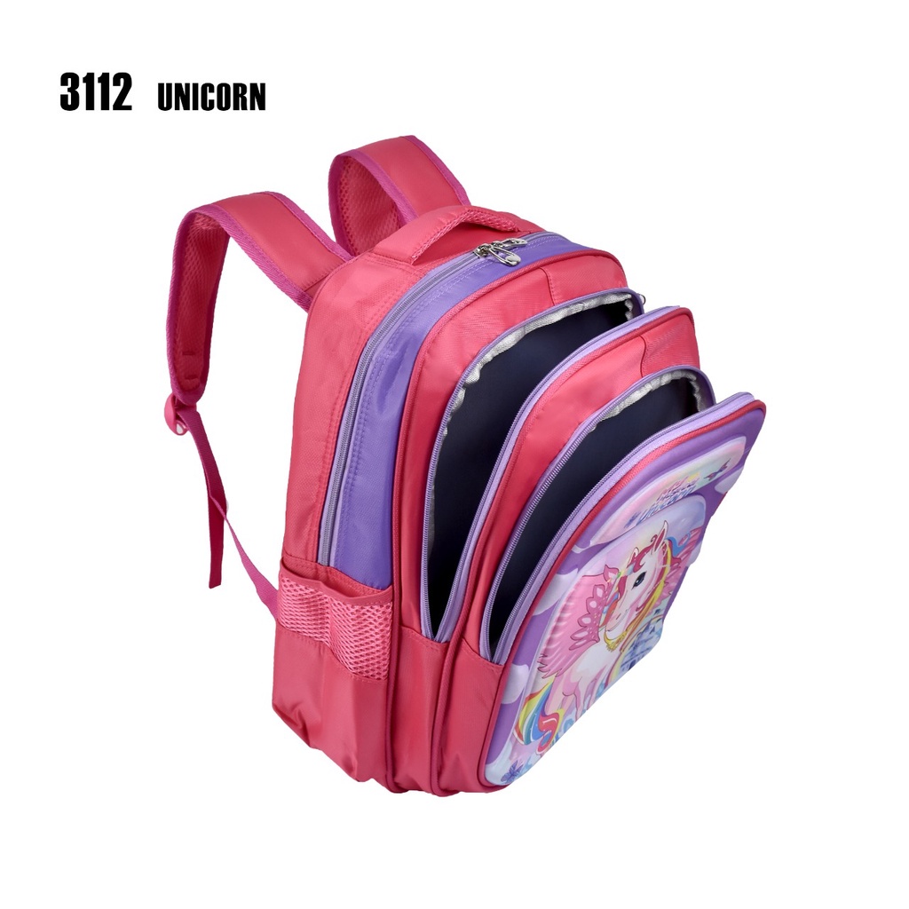 (RF) Tas Sekolah Cartoon 3112 Set 3 Tas Sekolah Selempang Ransel Anak (Free Selempang+Kotak Pensil)