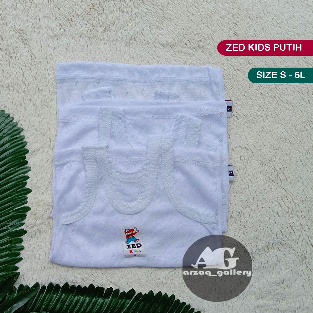 3 pcs - SINGLET ZED KIDS PUTIH | singlet berpori | singlet bayi bolong kaos dalam bayi dan anak