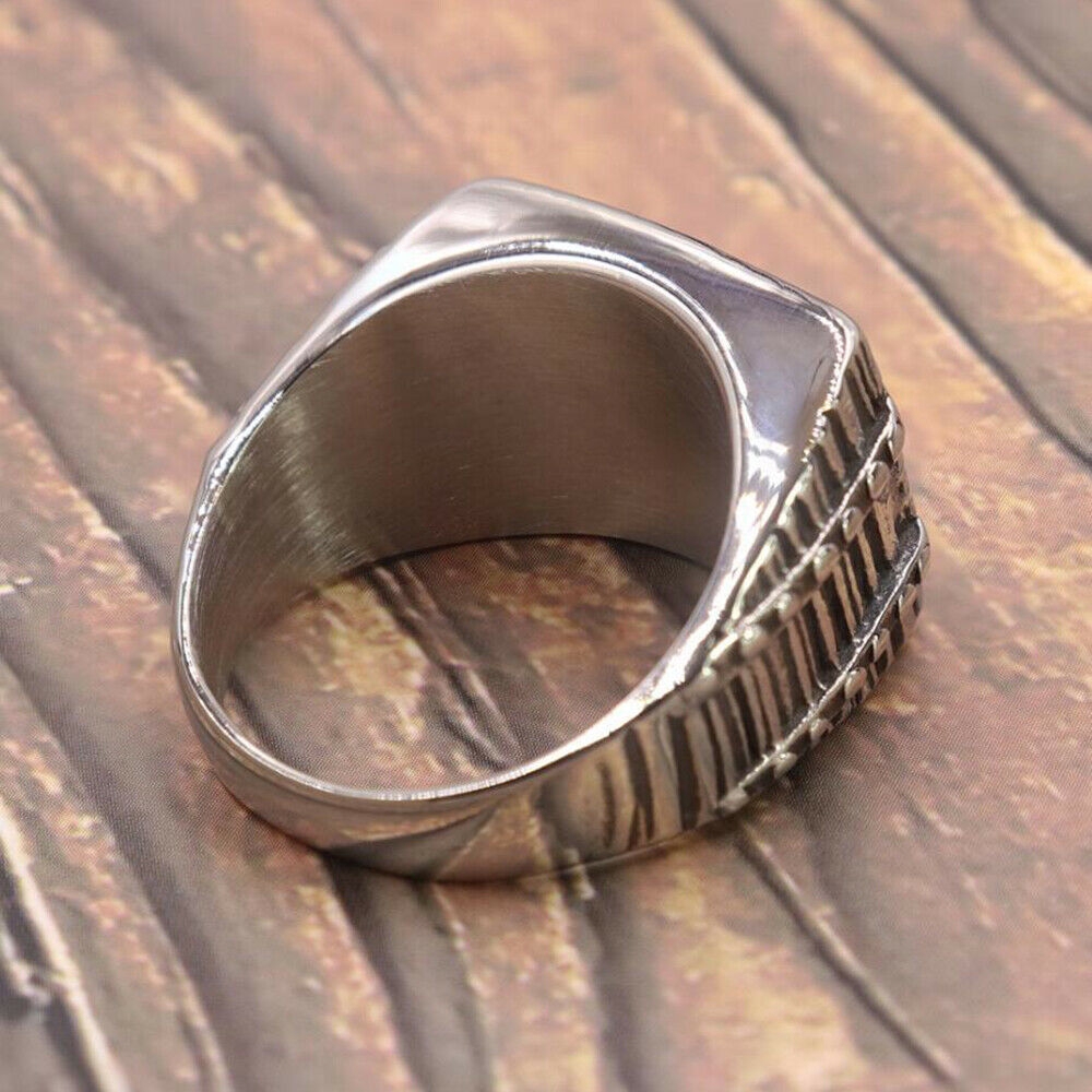 Cincin Pria Retro Viking Bajak Laut Perahu Layar Baja Titanium Perak Aksesoris Fashion Punk Men's Silver Rings